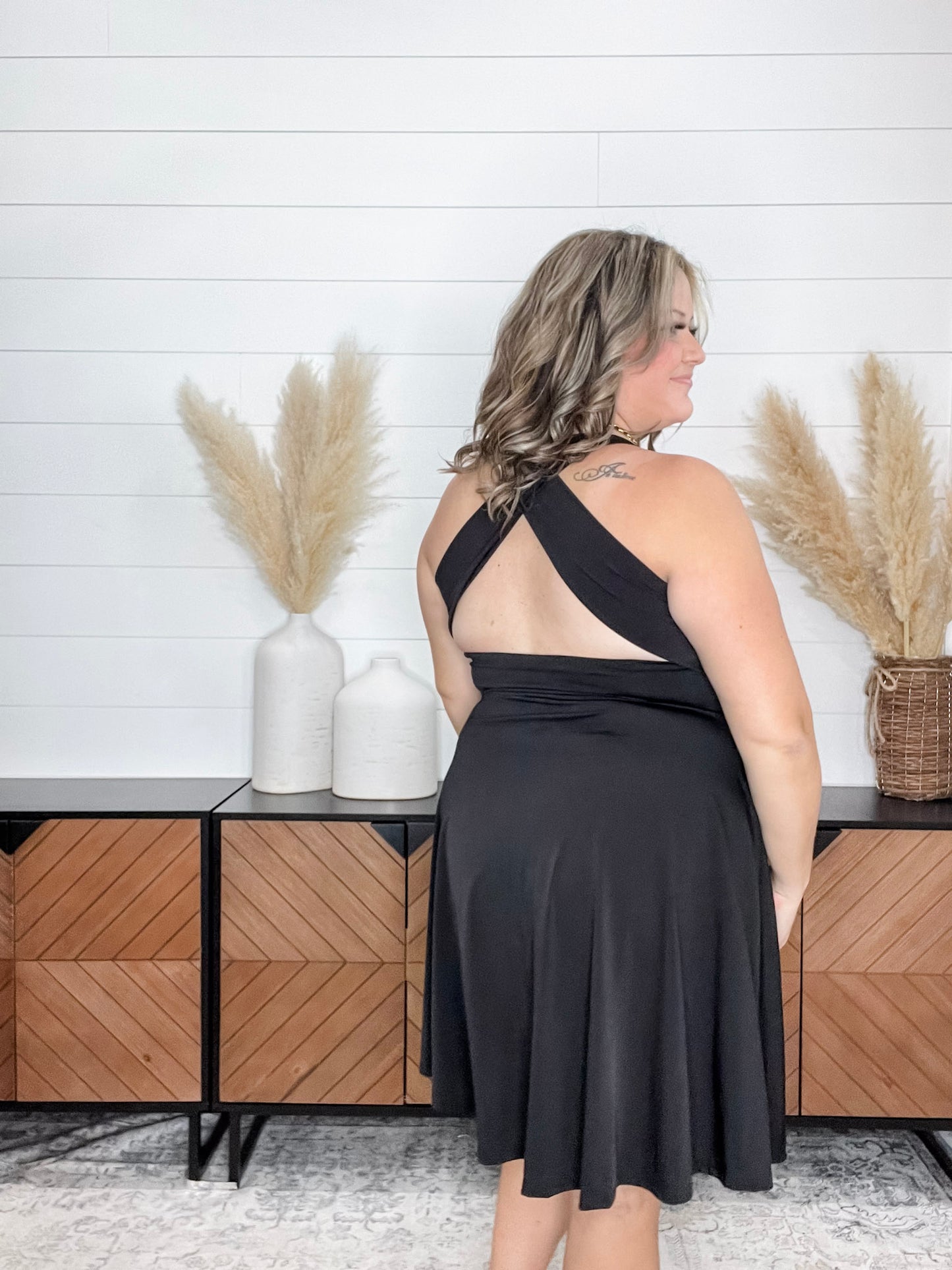 "Darby" Criss Cross Back Dress with Built in Bra