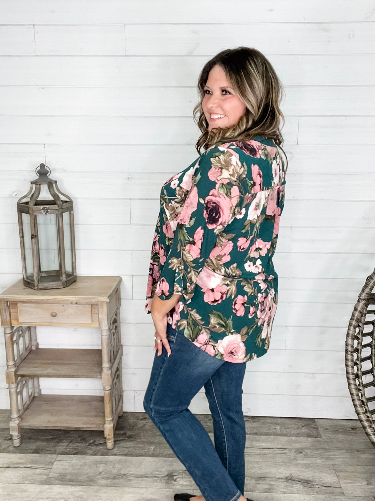 Dear Scarlett "Unknown" 3/4 Sleeve Split Neck