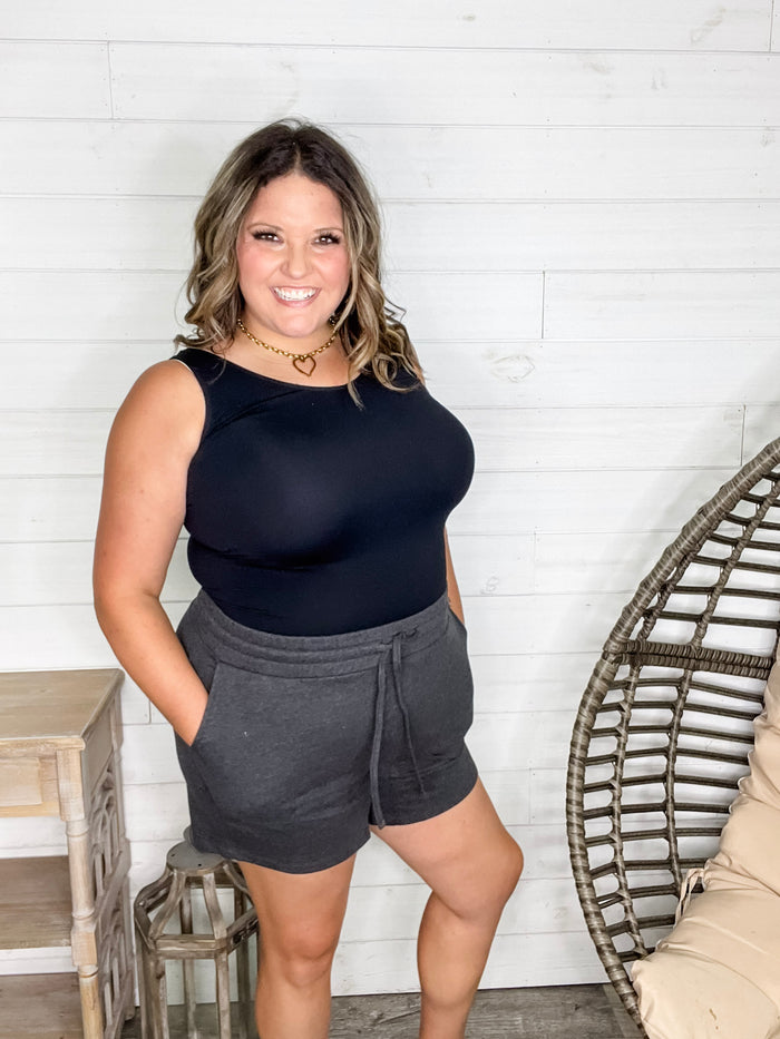 French Terry Drawstring Waist Shorts (Multiple Colors)
