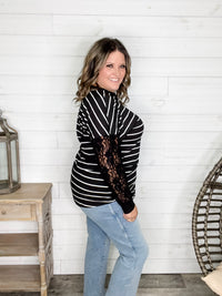 "Touch of Class" Long Sleeve with Lace Detail (Black)