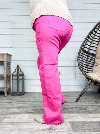 Judy Blue "Where's Ken?" Hot Pink Straight Leg Jeans