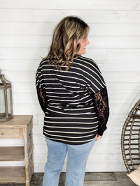 "Touch of Class" Long Sleeve with Lace Detail (Black)
