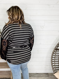 "Touch of Class" Long Sleeve with Lace Detail (Black)