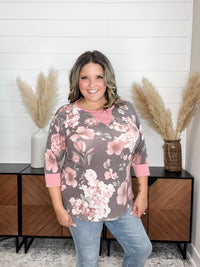 Dear Scarlett "Strong Enough" Floral 3/4 Sleeve Weekender