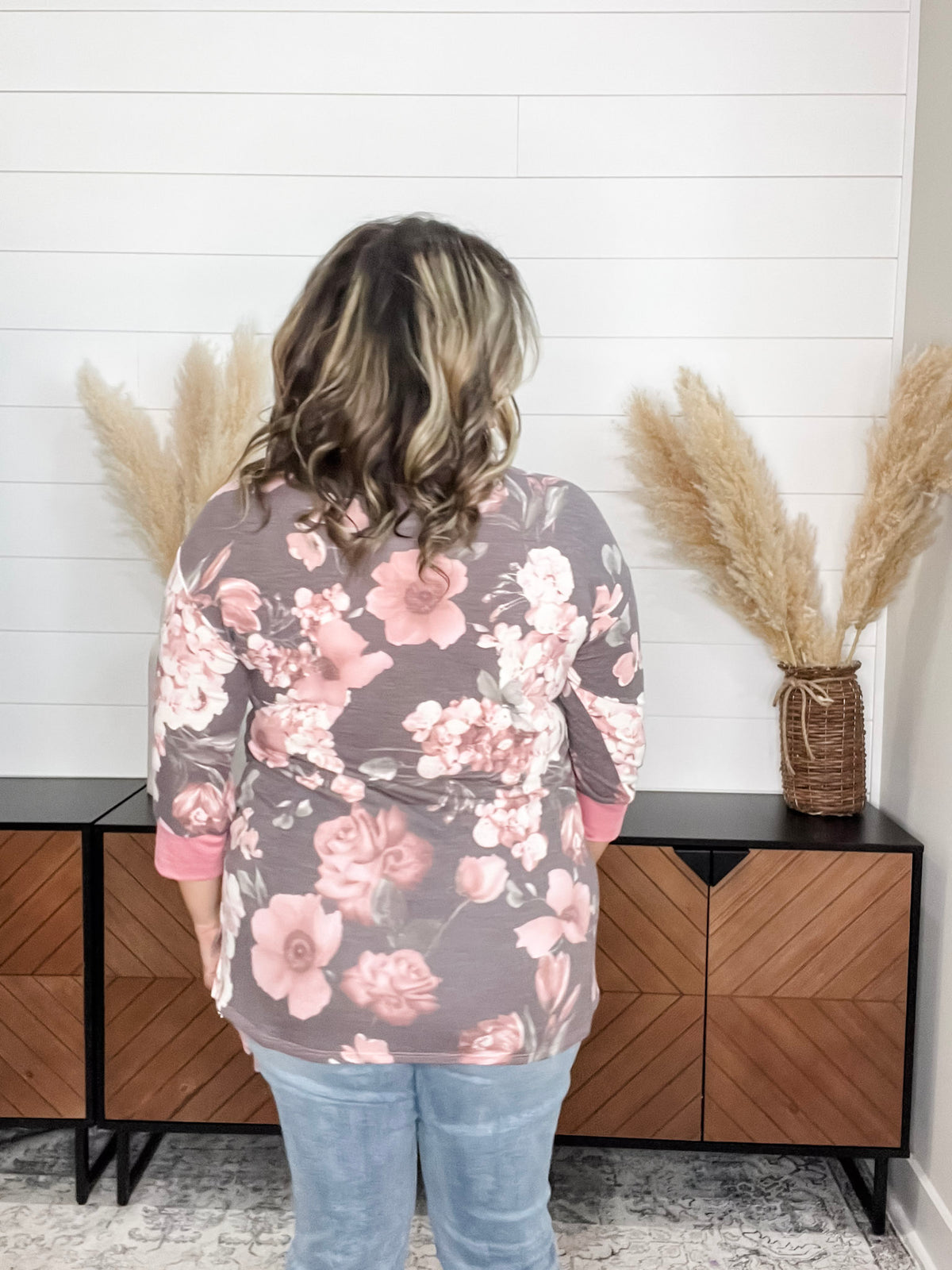 Dear Scarlett "Strong Enough" Floral 3/4 Sleeve Weekender