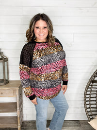 "Take It On" Animal Print Long Sleeve with Lace Shoulder Detail
