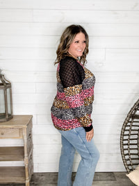 "Take It On" Animal Print Long Sleeve with Lace Shoulder Detail