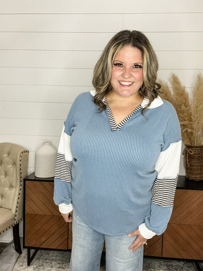 "Gravel" Oversized Wide V Neck Sweater