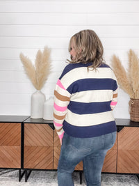 "Force" 1/2 Zip Stripe Sweater