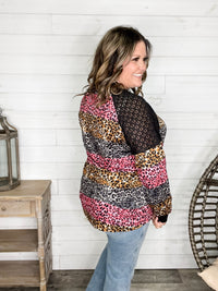 "Take It On" Animal Print Long Sleeve with Lace Shoulder Detail