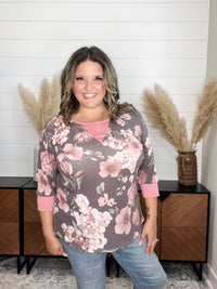 Dear Scarlett "Strong Enough" Floral 3/4 Sleeve Weekender