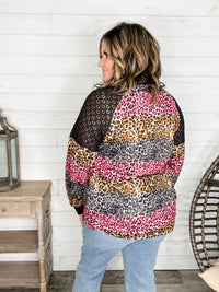 "Take It On" Animal Print Long Sleeve with Lace Shoulder Detail