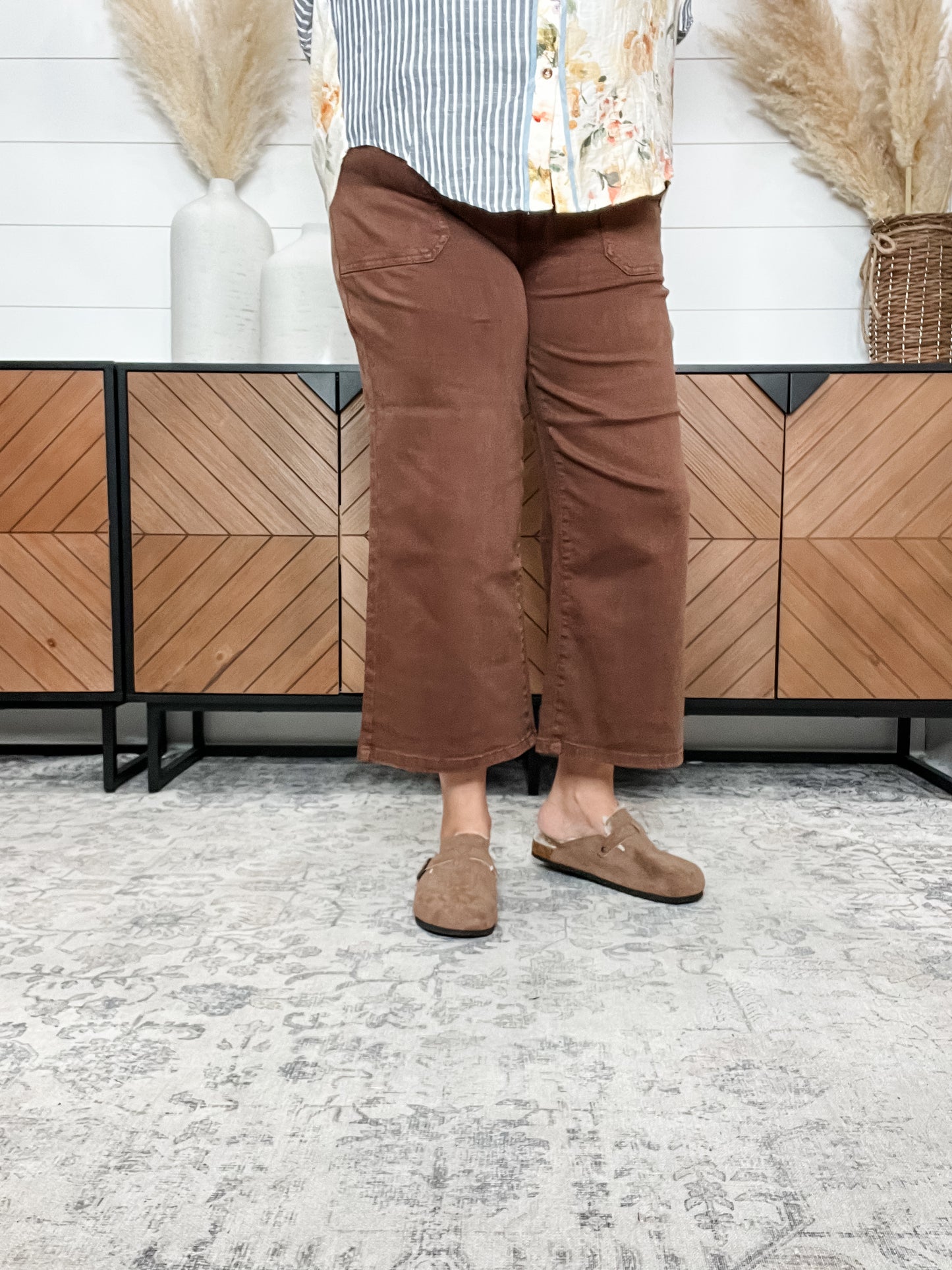Judy Blue Maple Utility Pocket Wide Leg Crop