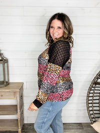"Take It On" Animal Print Long Sleeve with Lace Shoulder Detail