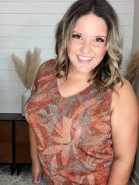 "Stray" Sparkle V Neck Tank Tops 