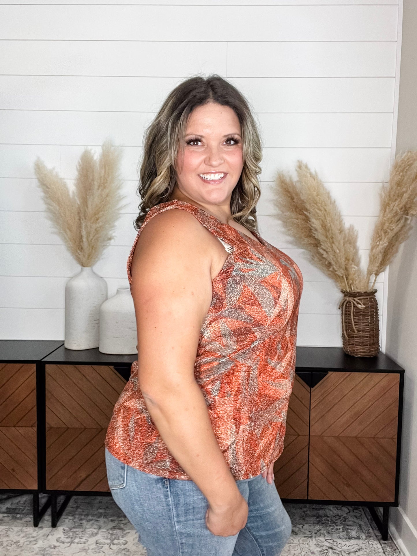 "Stray" Sparkle V Neck Tank Tops