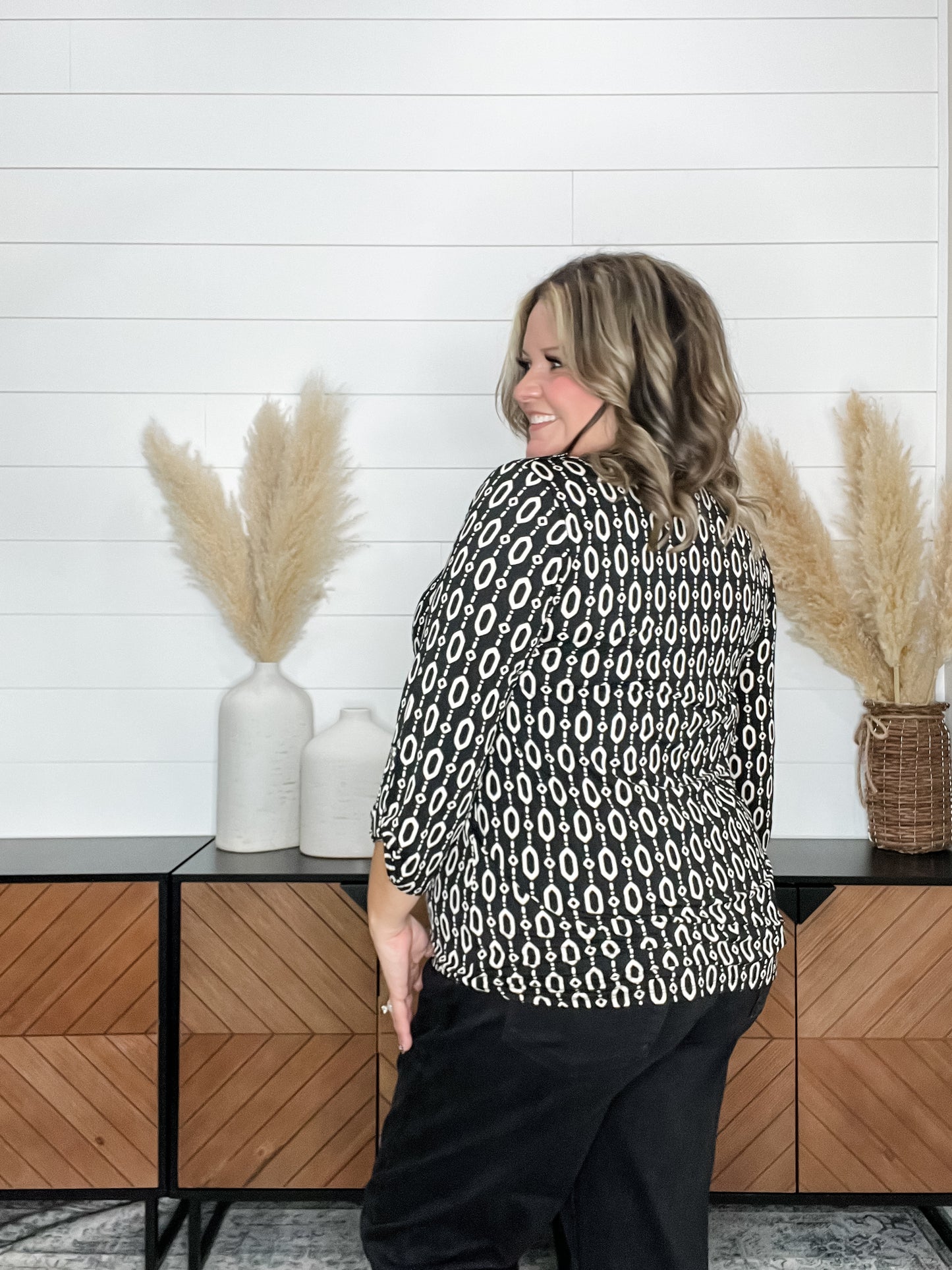 "Unbreakable" 3/4 Sleeve Button Front Lizzy Luxe