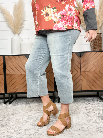 Judy Blue "Smashing and Dashing" Tummy Control Wide Leg Crop