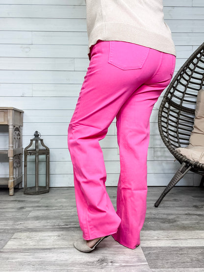 Judy Blue "Where's Ken?" Hot Pink Straight Leg Jeans
