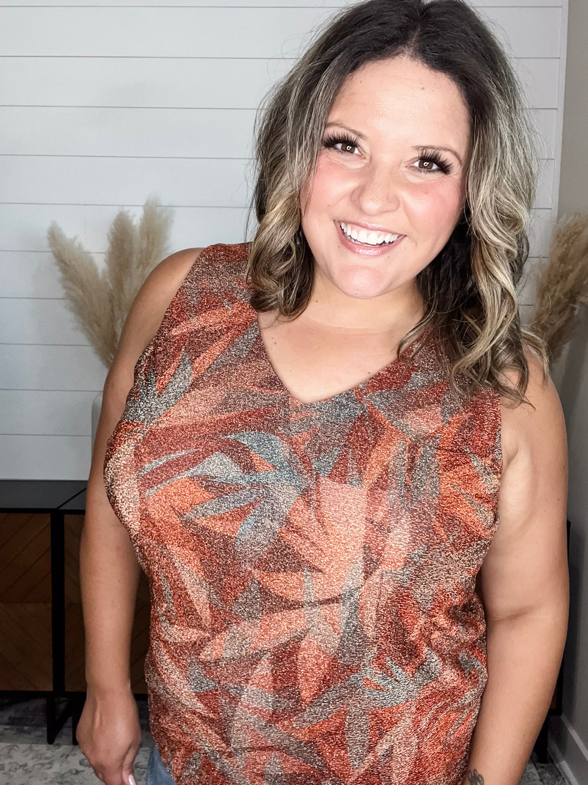 "Stray" Sparkle V Neck Tank Tops