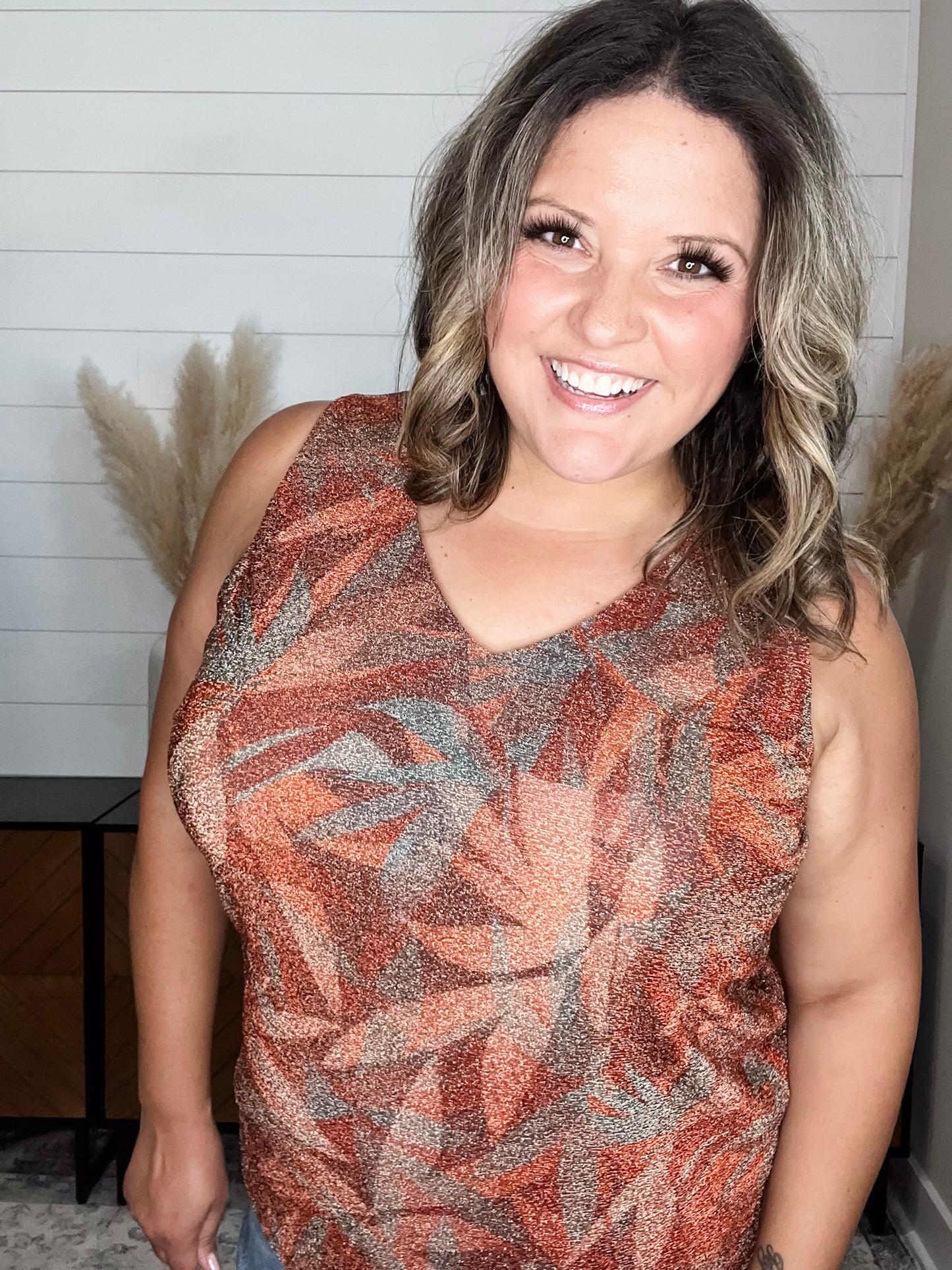 "Stray" Sparkle V Neck Tank Tops