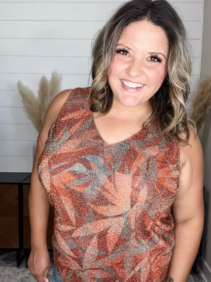 "Stray" Sparkle V Neck Tank Tops