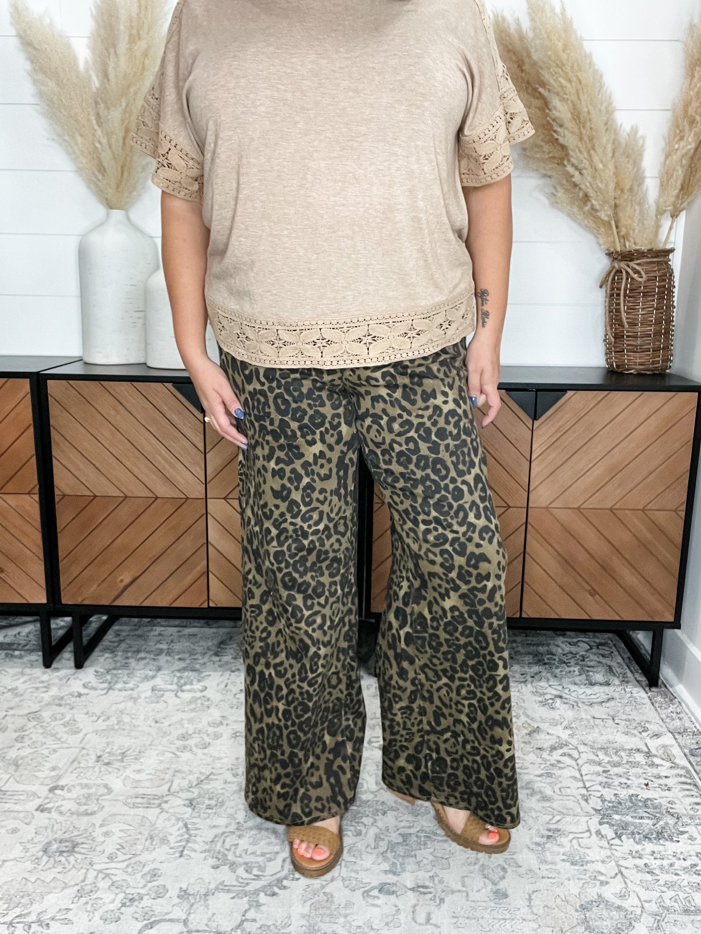 Judy Blue Leopard Wide Leg Jeans