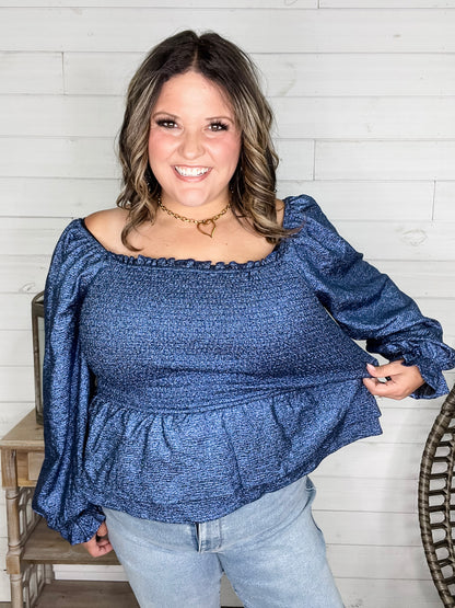 "Swiftly" Sparkle Peplum Top