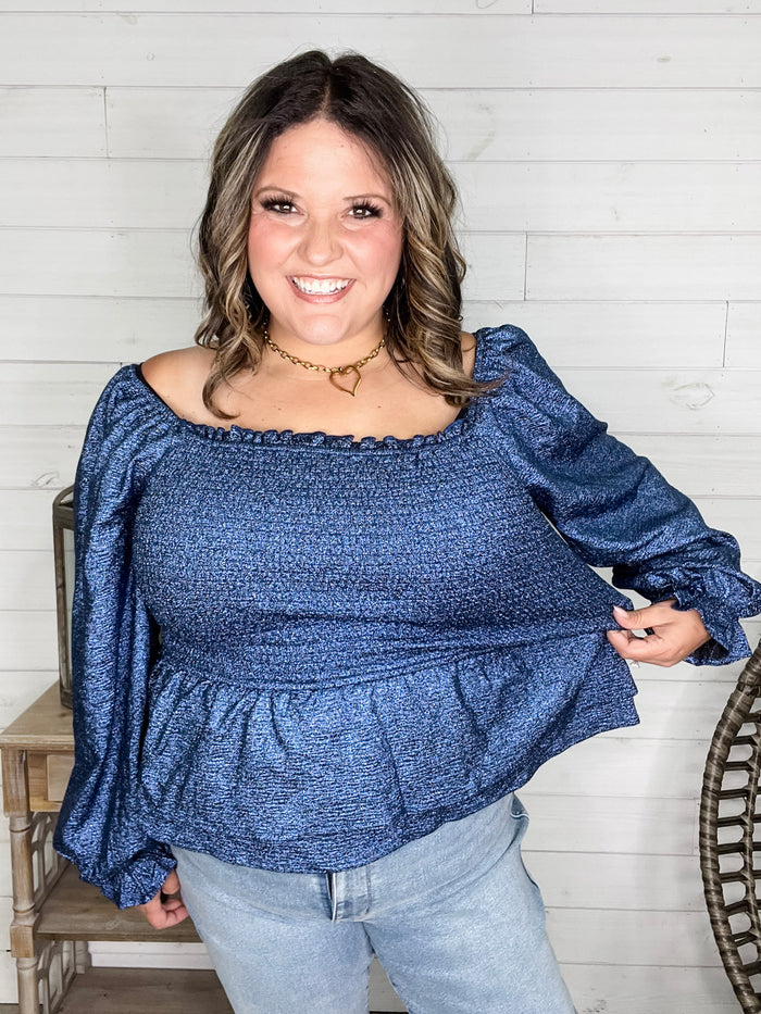 "Swiftly" Sparkle Peplum Top