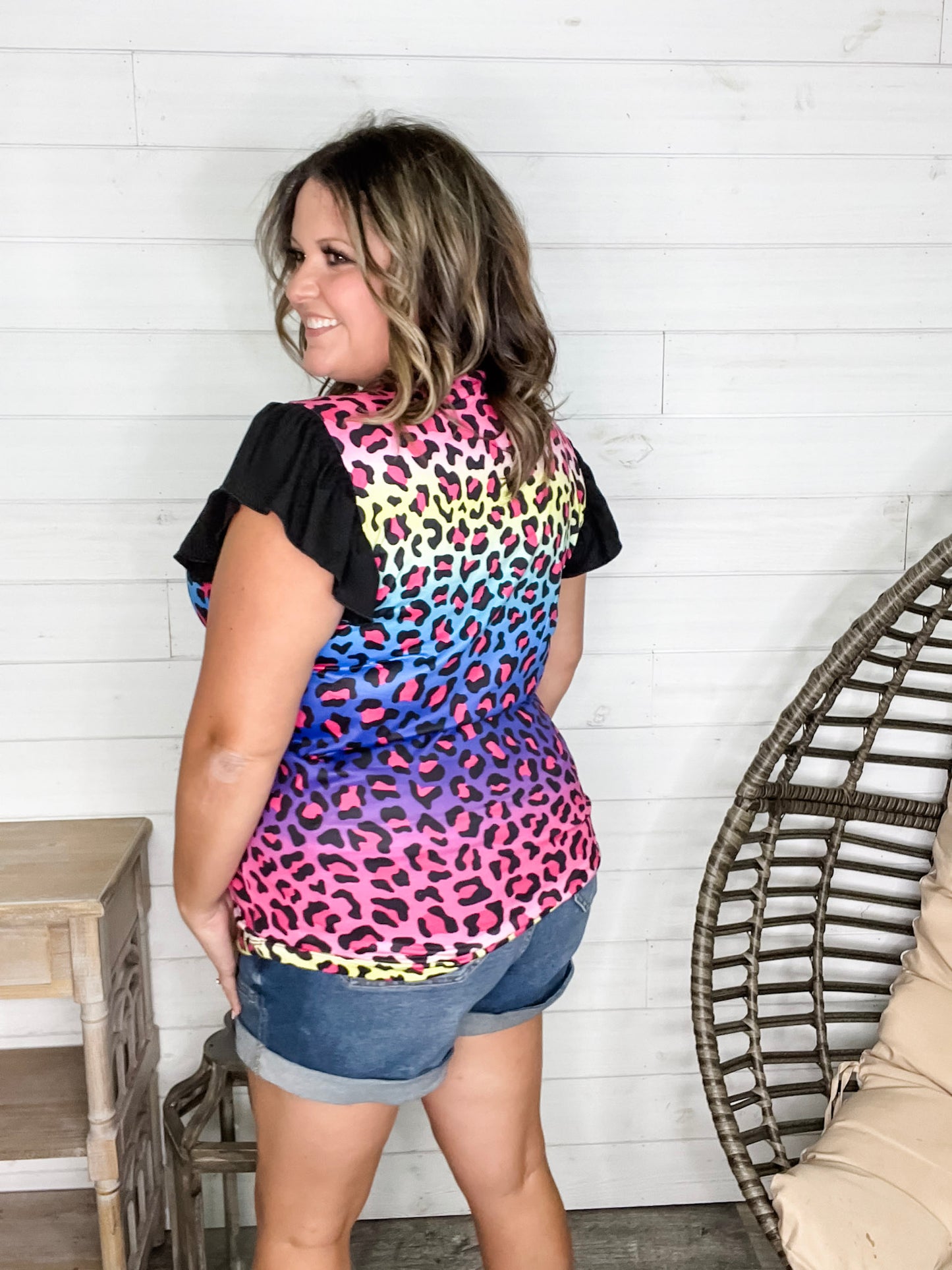 "Legacy" Animal Print Ruffle Cap Sleeve