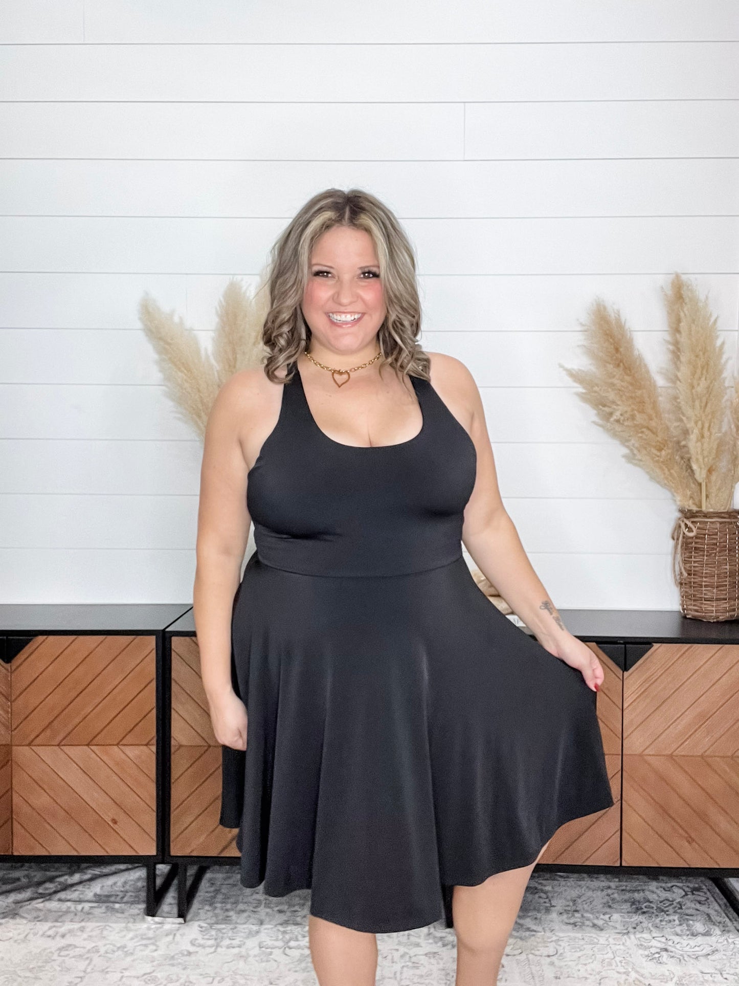"Darby" Criss Cross Back Dress with Built in Bra