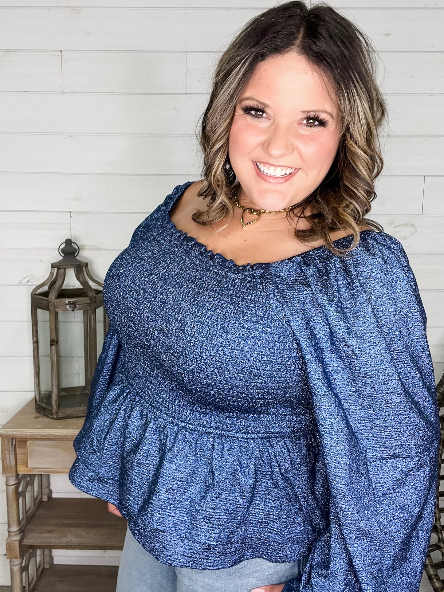 "Swiftly" Sparkle Peplum Top