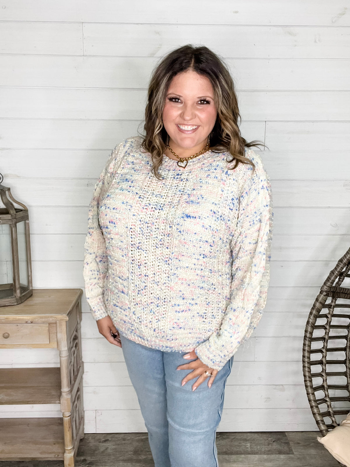 "Dippin Dots" Round Neck Sweater