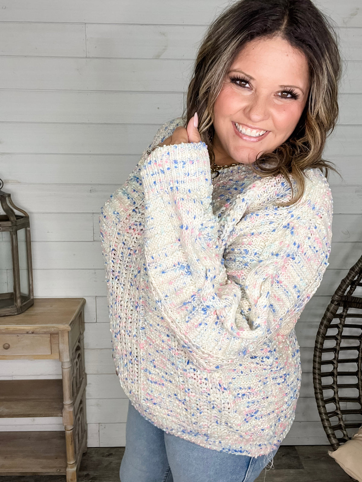 "Dippin Dots" Round Neck Sweater