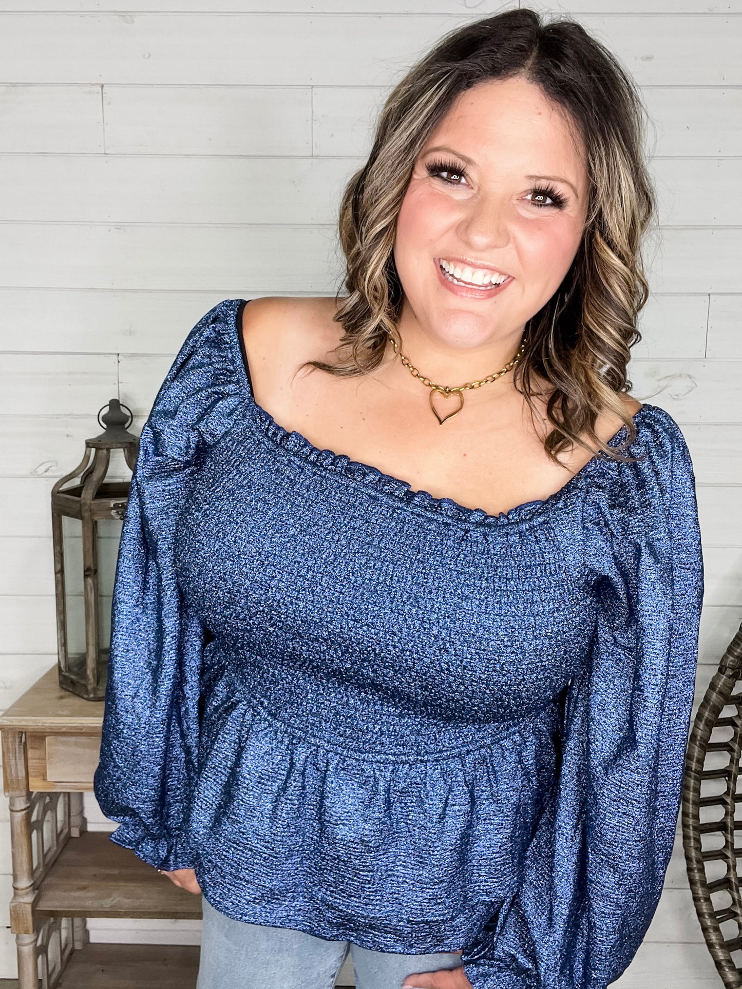 "Swiftly" Sparkle Peplum Top