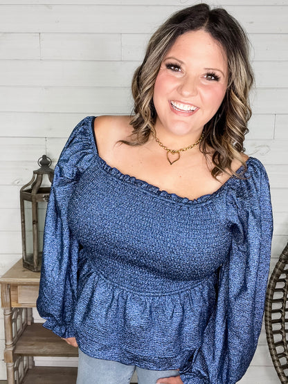 "Swiftly" Sparkle Peplum Top