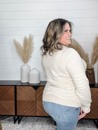 "Newsworthy" Long Sleeve Split Neck Sweater (Oatmeal)