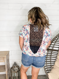 "Attention Seeker" Floral Dolman with Lace Back Detail
