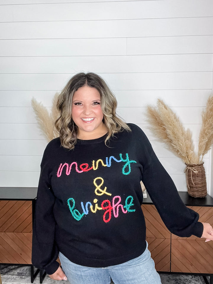 "Merry & Bright" Long Sleeve Sweater