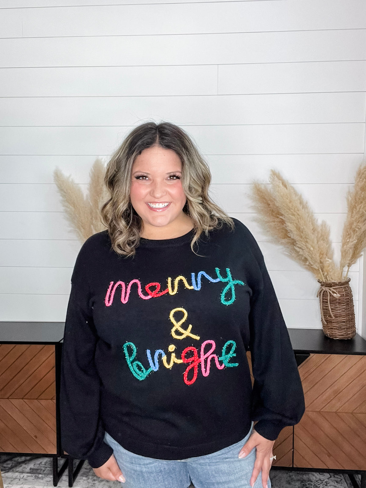 "Merry & Bright" Long Sleeve Sweater