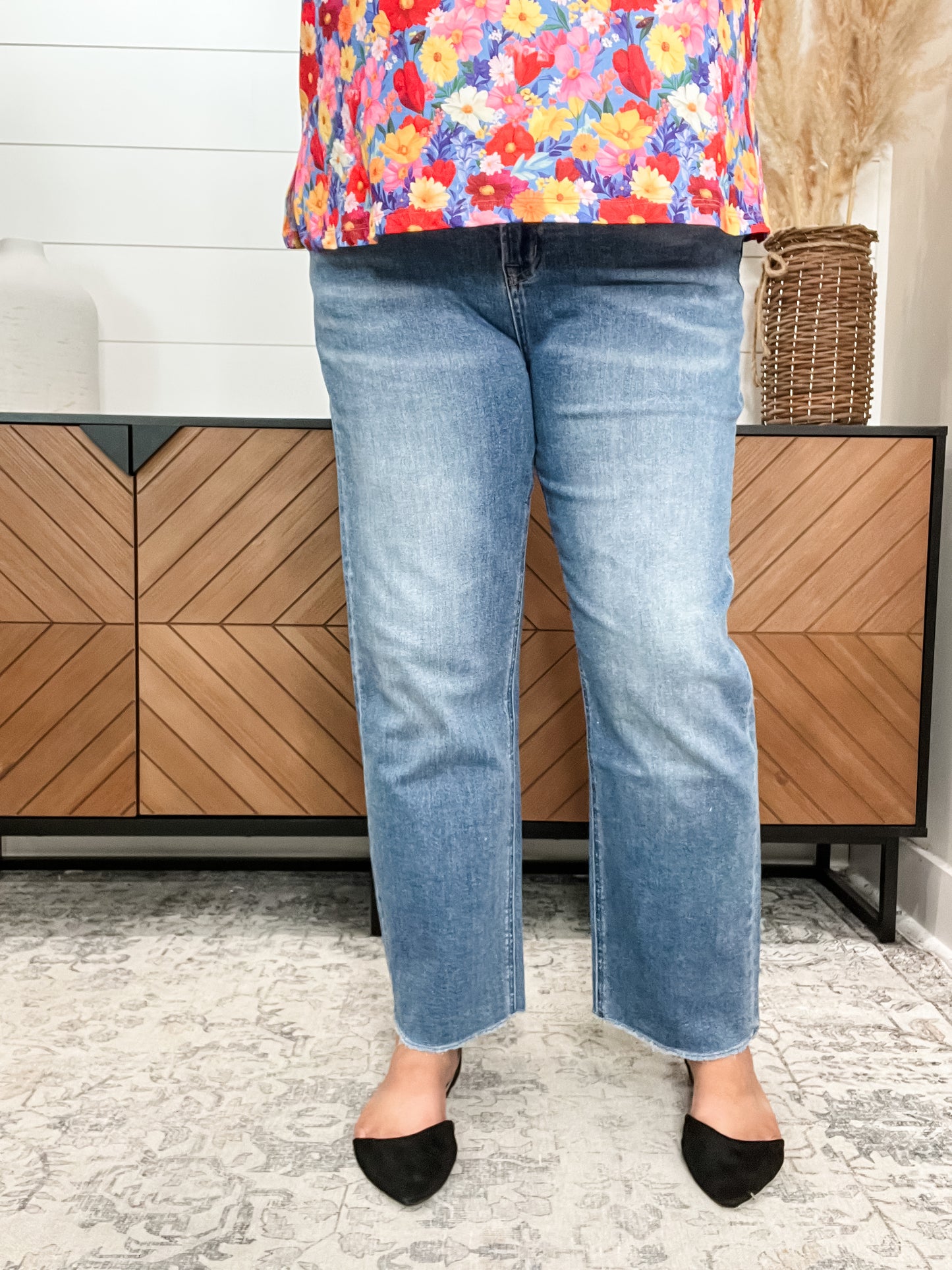 Mica Denim "Serena" Petite Straight Leg Jeans