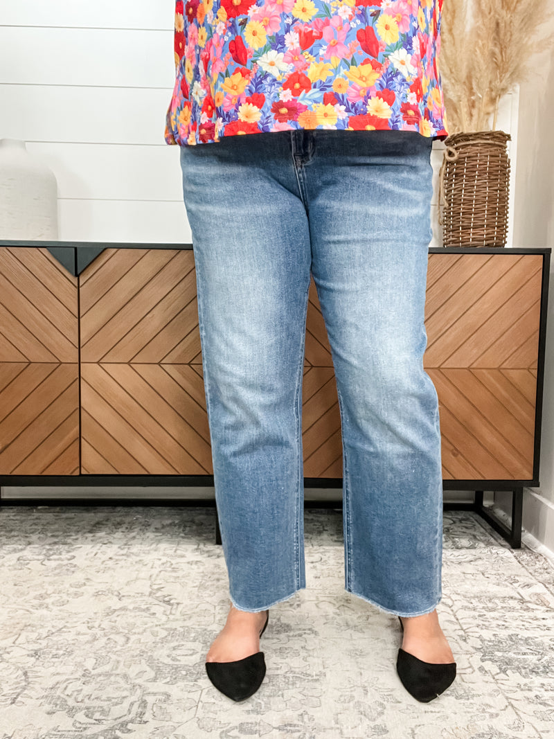 Mica Denim "Serena" Petite Straight Leg Jeans