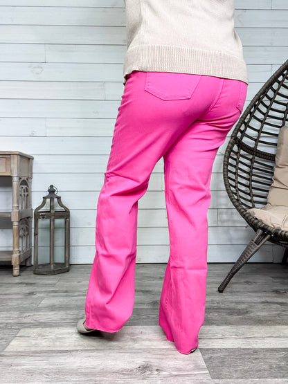 Judy Blue "Where's Ken?" Hot Pink Straight Leg Jeans