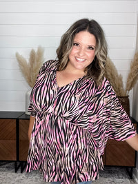 Dear Scarlett "Unbothered" Animal Print V Neck 3/4 Bell Sleeve