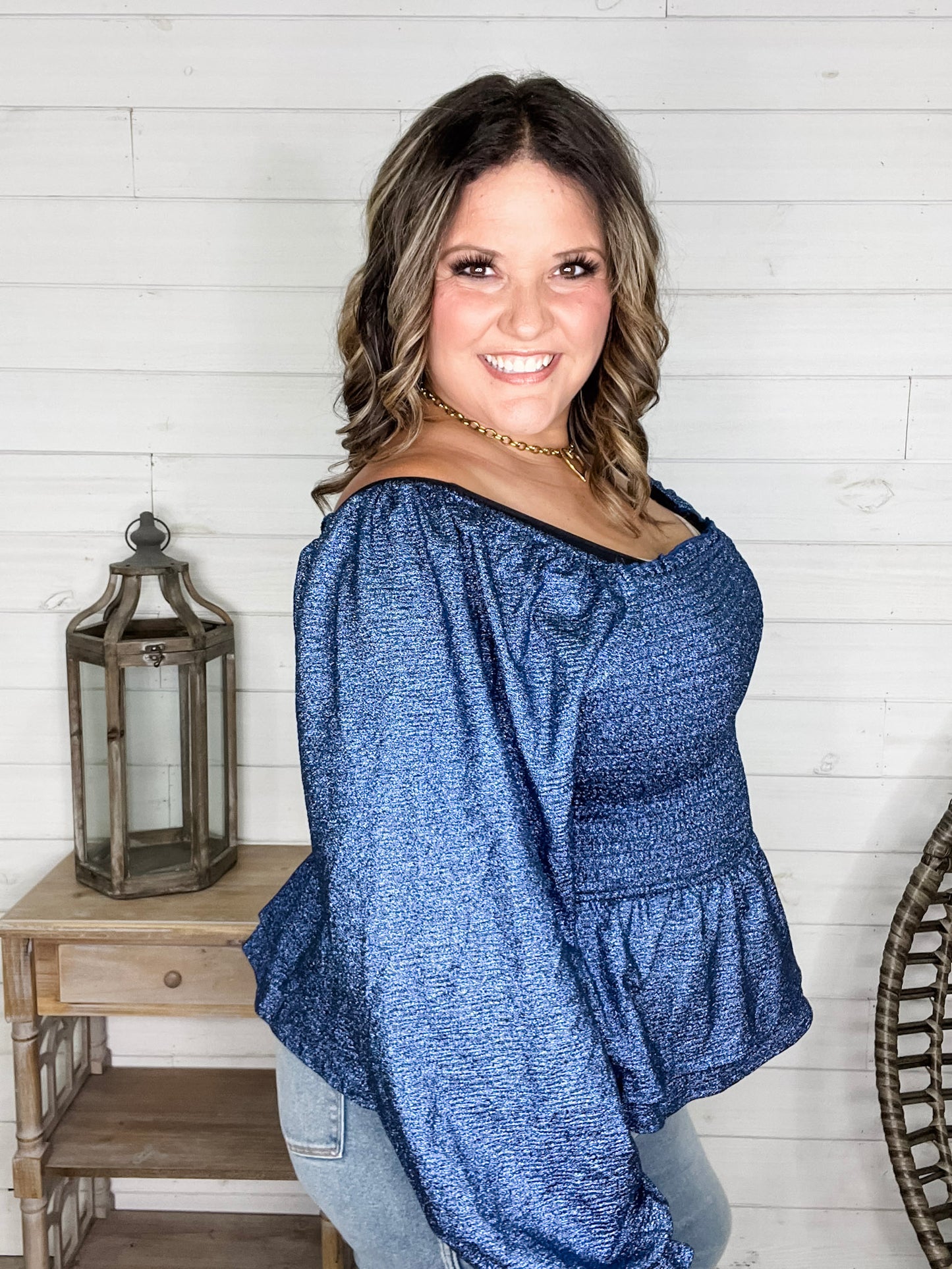 "Swiftly" Sparkle Peplum Top