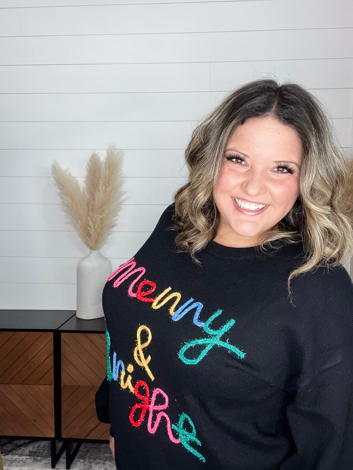"Merry & Bright" Long Sleeve Sweater