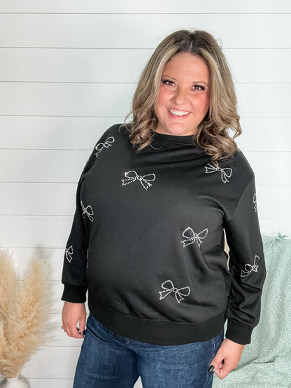 Rhinestone Bow Crew neck