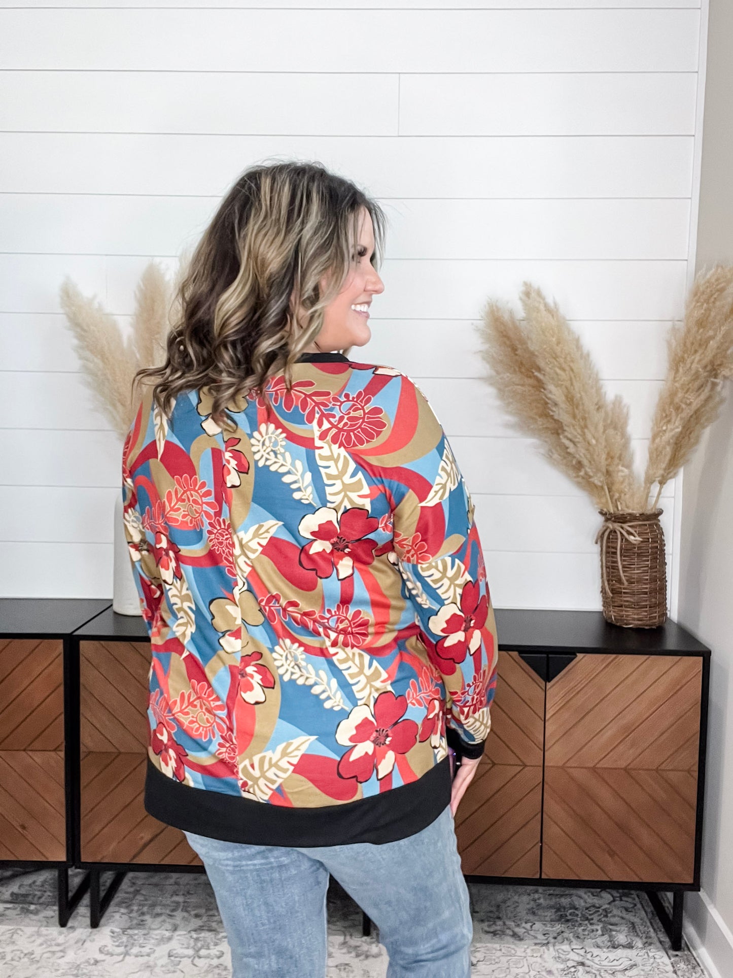 "Spirit" Long Sleeve Weekender (Teal & Rust)