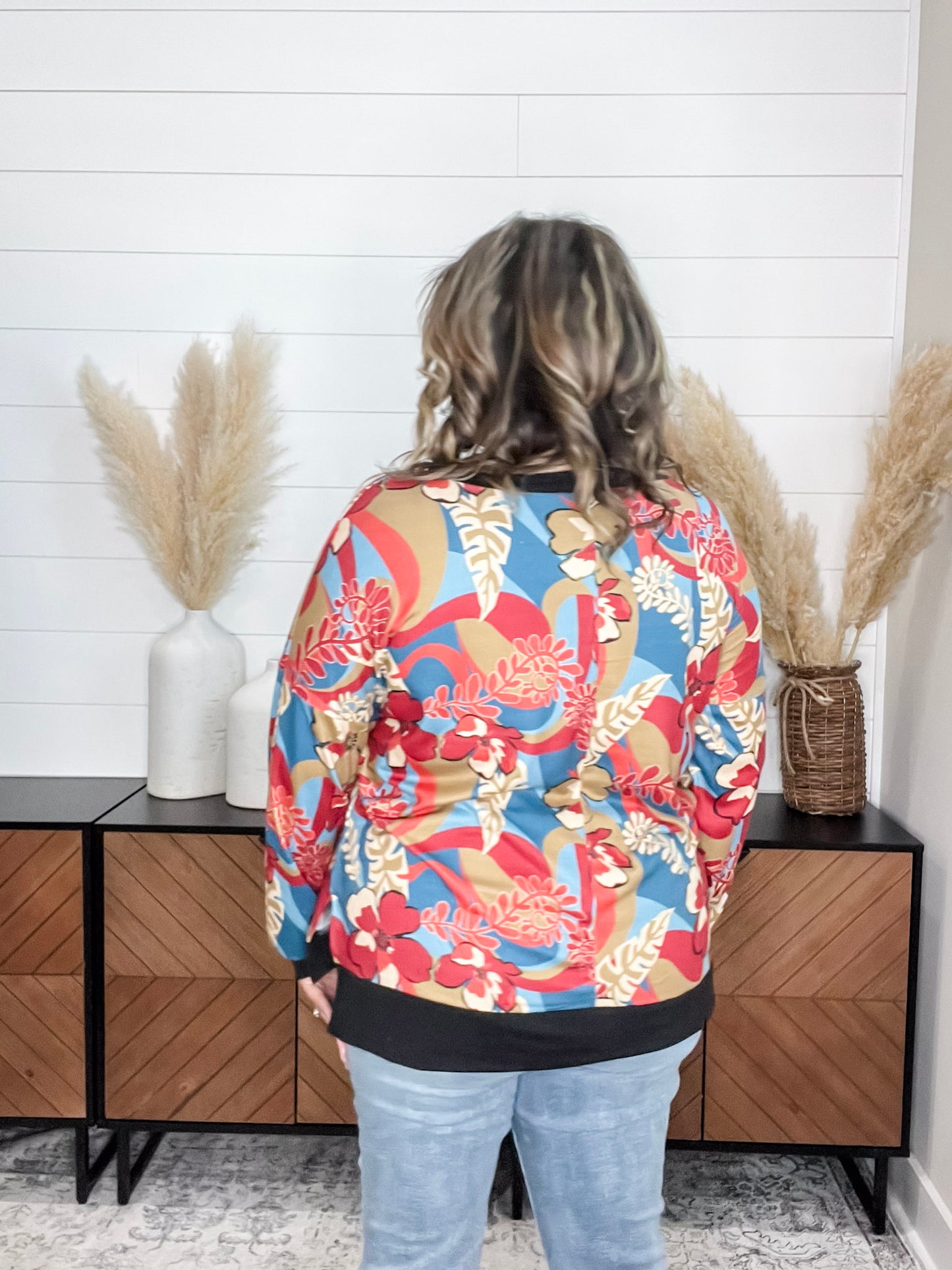 "Spirit" Long Sleeve Weekender (Teal & Rust)