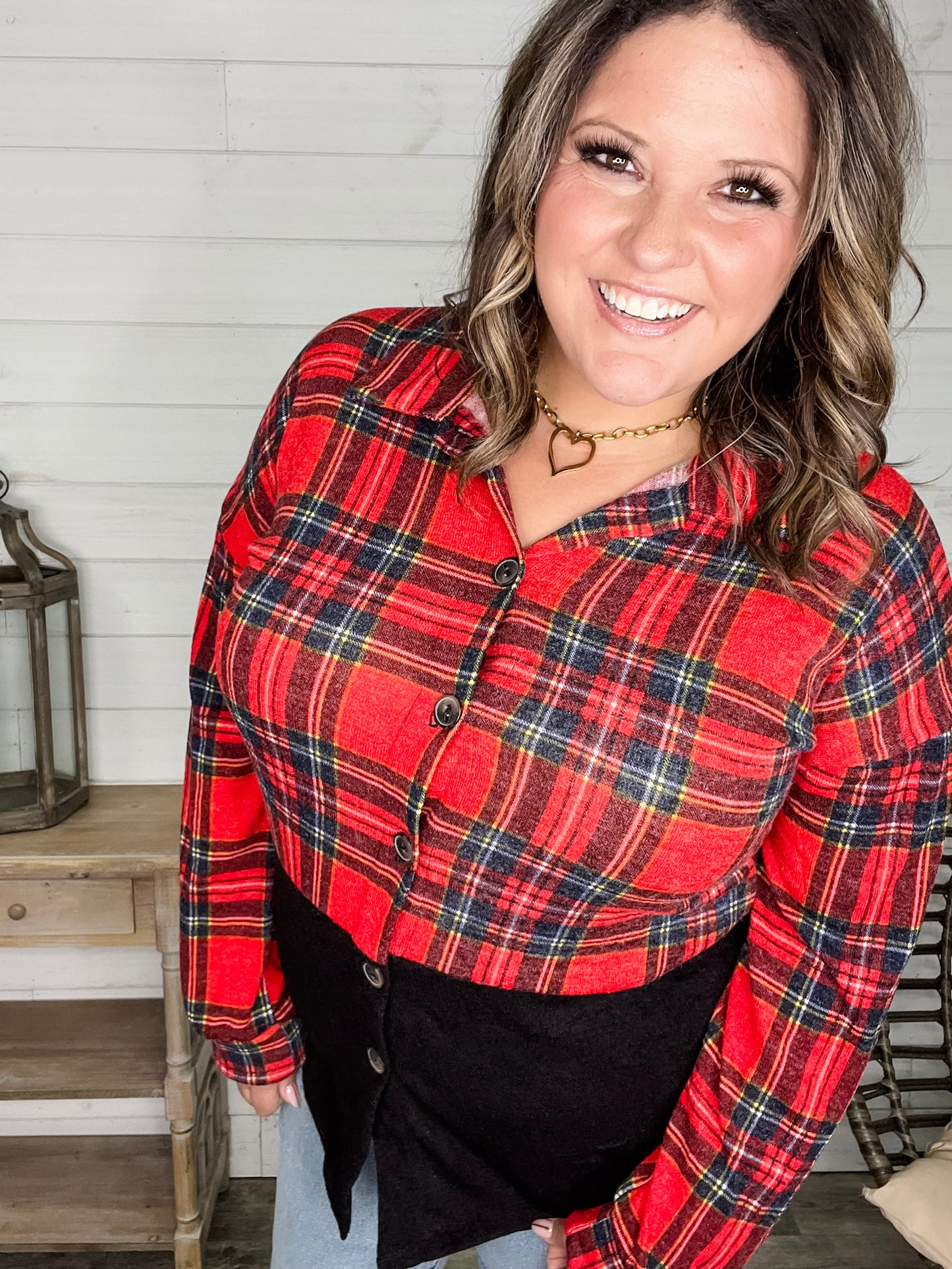 "Sawyer" Long Sleeve Button Up Plaid Colorblock